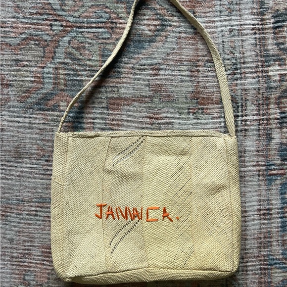 Floral Embroidered Beige Handbag - Picture 2 of 3